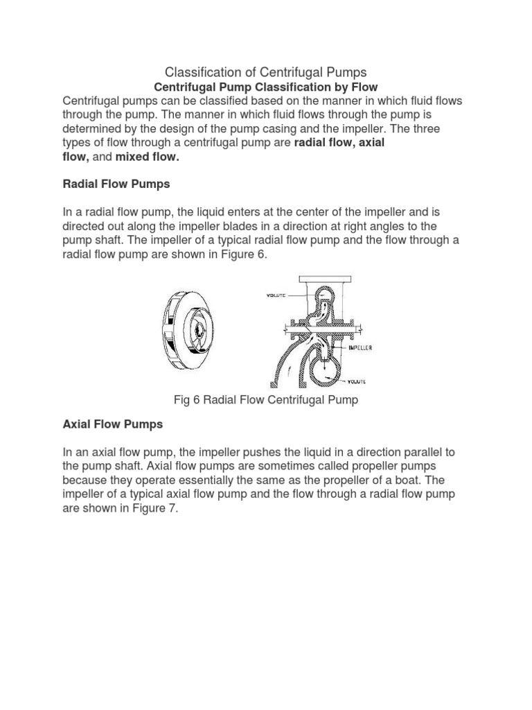 Classification of Centrifugal Pumps PDF Pump Chemical Engineering