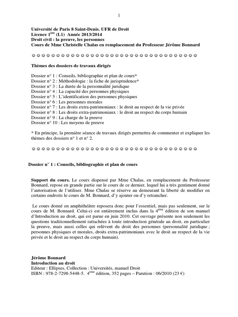 fiche td  droit civil  sem bonnard   droit statutaire