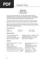 Answer Key: PHYSICS 1050 Mid-Term Test 2