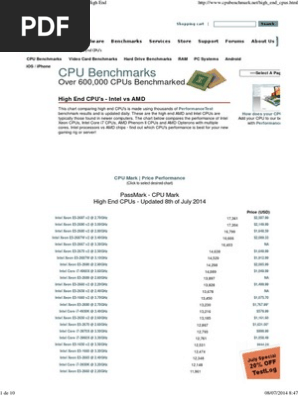 Passmark Intel Vs Amd Cpu Benchmarks High End Advanced Micro Devices Intel