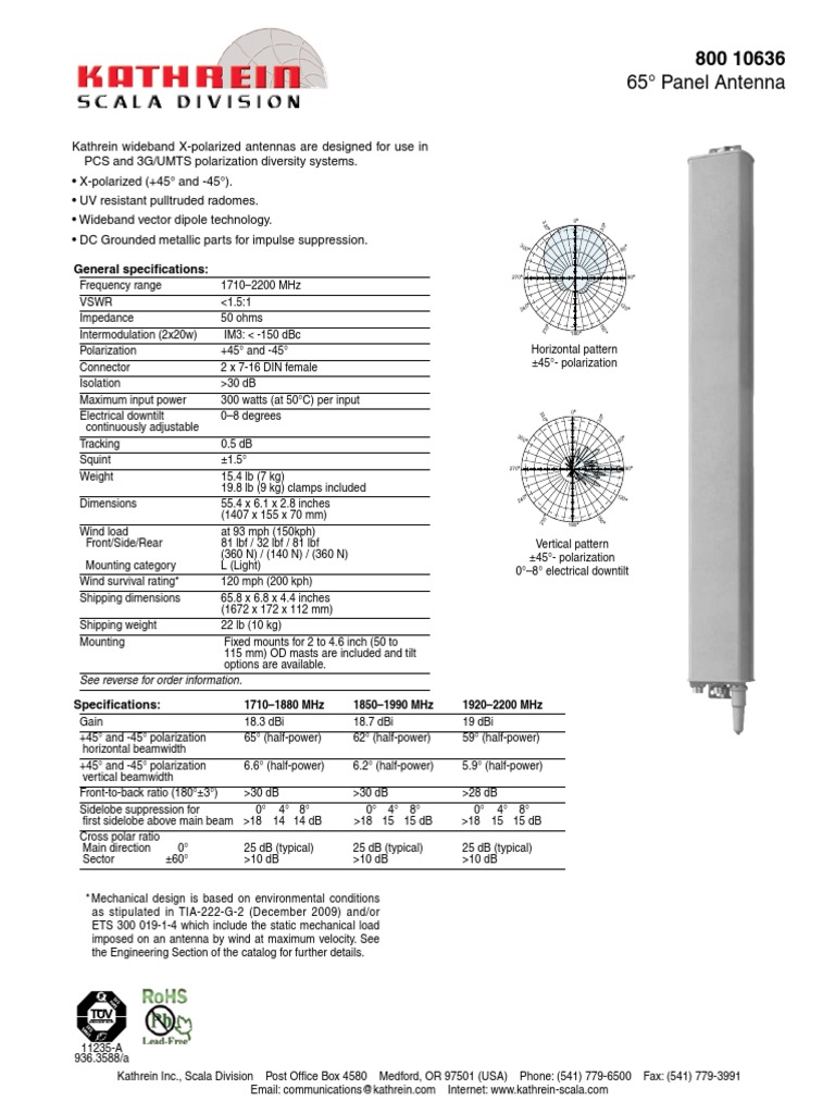 Kathrein 80010636 Antenna (Radio) Engineering