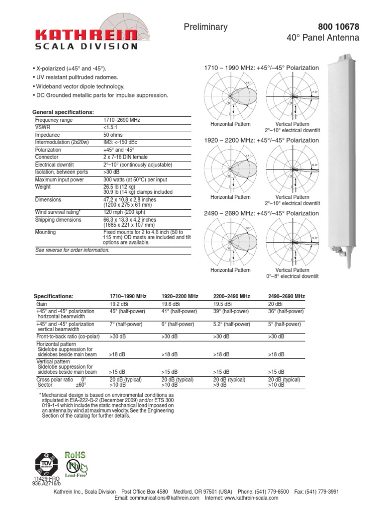 Kathrein 80010678 Antenna (Radio) Broadcast Engineering