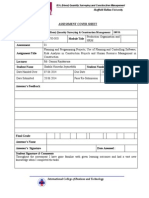 Assessment Cover Sheet: BSC (Hons) Quantity Surveying & Construction Management