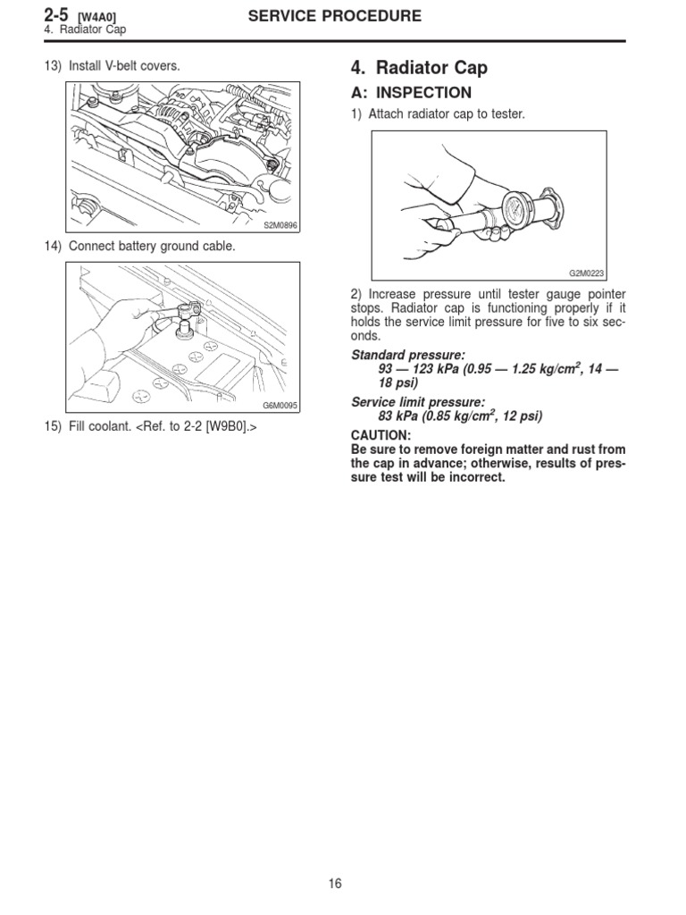 Radiator Cap Inspection Procedure | PDF | Technology & Engineering