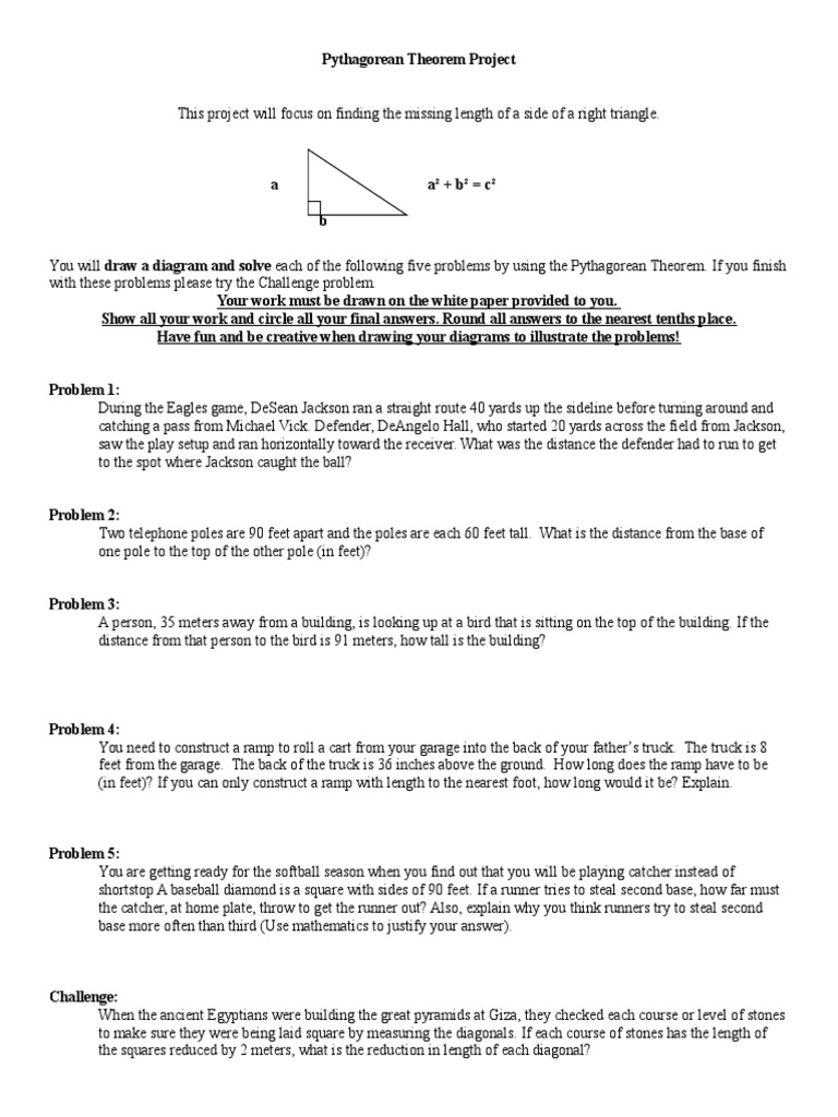 Pythagorean Theorem Project PDF Baseball Field Ball And Bat Games