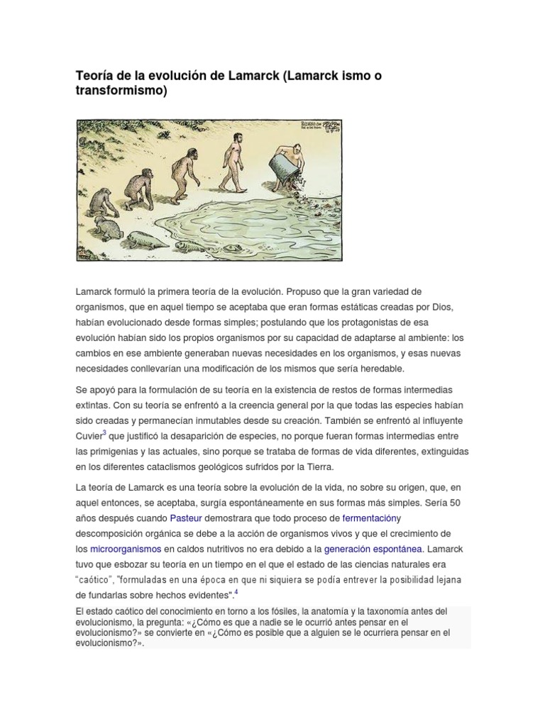 Teoría de La Evolución de Lamarck | PDF