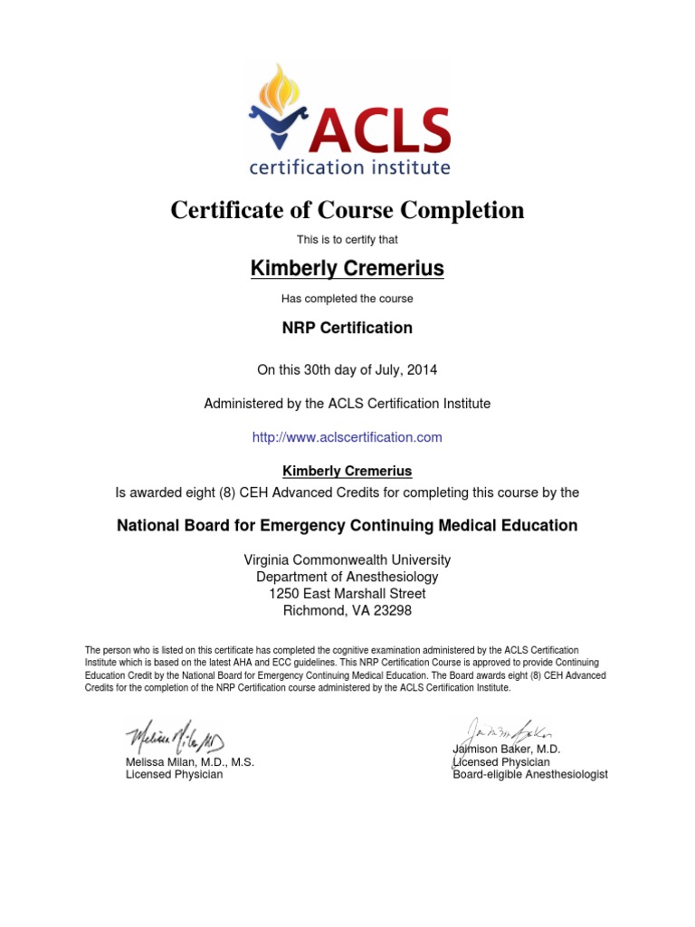 Nrp Certification Pdf