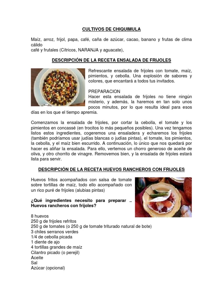 10 Recetas Con Ingredientes de Chiquimula | PDF | ensalada | Cilantro