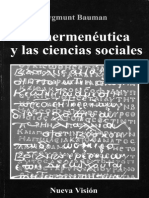 BAUMAN ZYGMUNT La Hermeneutica y Las Ciencias Sociales