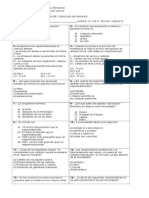 Prueba de Ciencias Naturales Julio