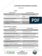 Lista de Fuentes Primarias y Secundarias de Informacion