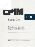 CPIM Sample Test - Material and Capacity Requirements Planning