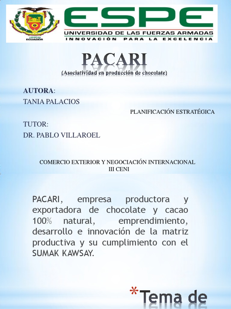 Misión y Visión de Pacari Chocolate | PDF | Chocolate | Ecuador