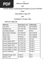 Reference Ellipsoids and Geodetic Transformation Parameters (Local To WGS-84)