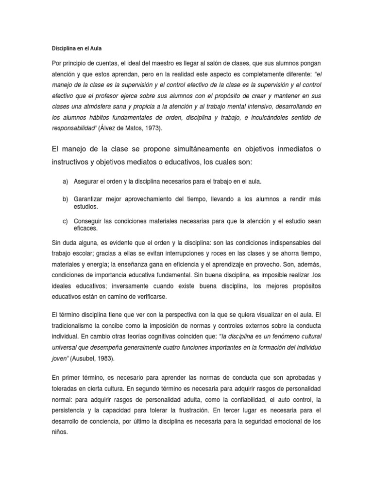 Importancia de la Disciplina Escolar | PDF | Disciplinas | Comportamiento