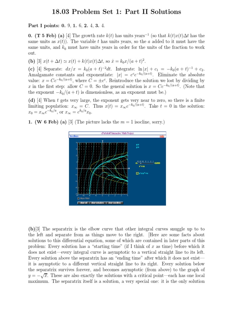 18.03 Problem Set 1: Part II Solutions | PDF | Mathematical Objects ...