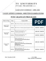 91b67PG Value Added Written Examinations Datesheet April 2014