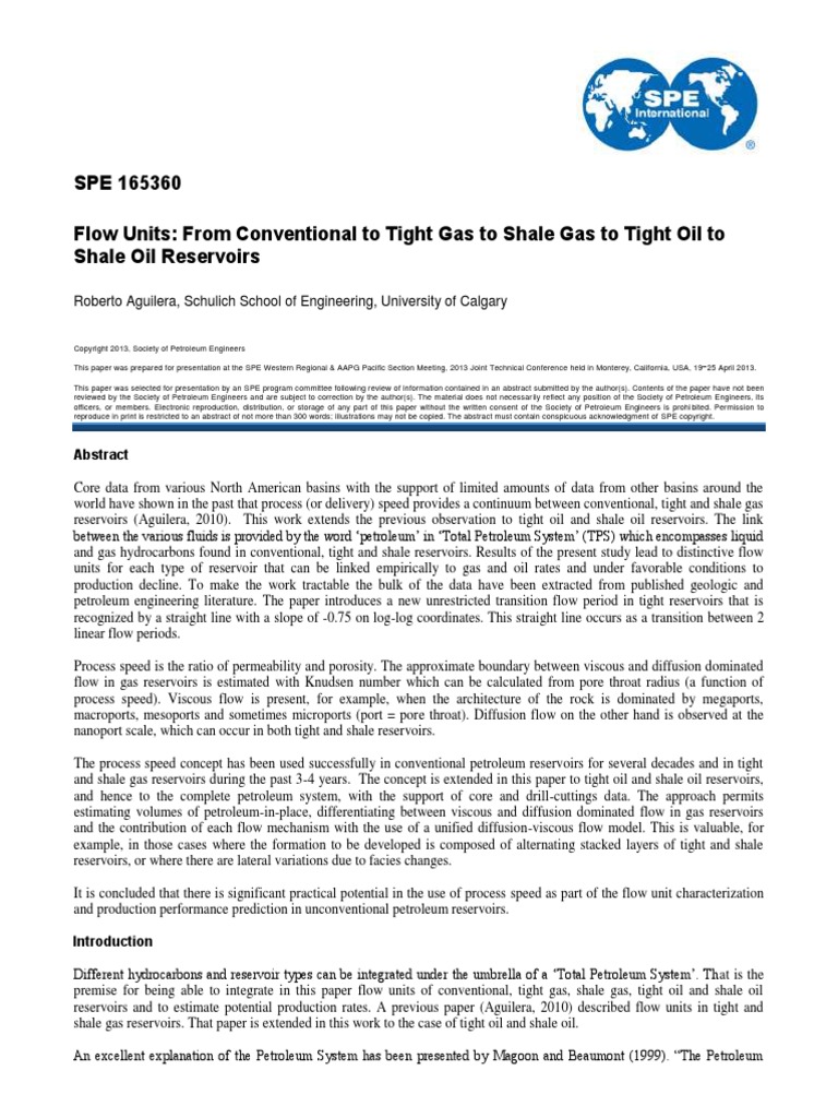 Flow Units From Conventional To Tight Gas To Shale Gas To Tight Oil To ...