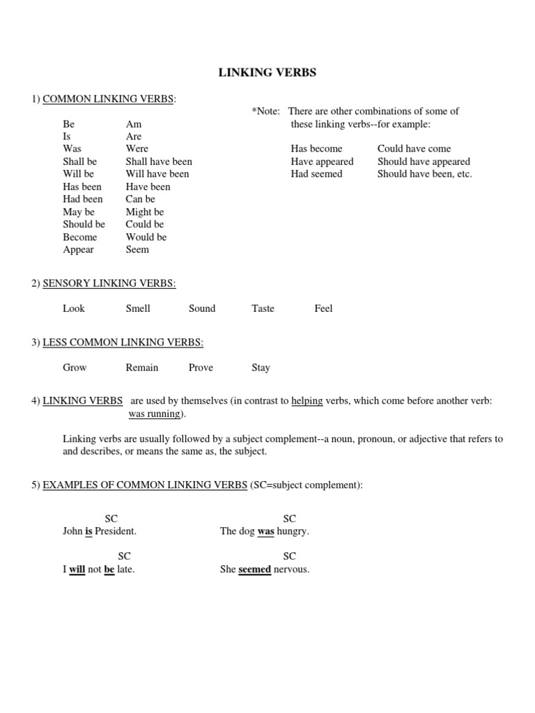 Linking Verbs | PDF