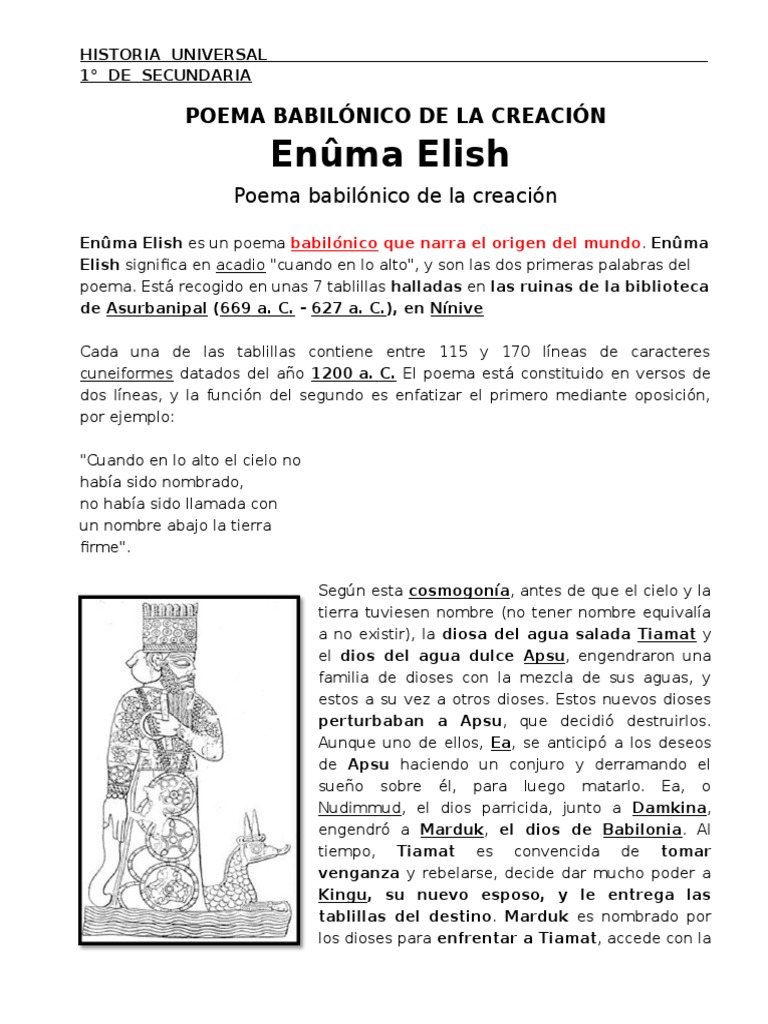 Enûma Elish: Creación Babilónica | PDF | Poesía