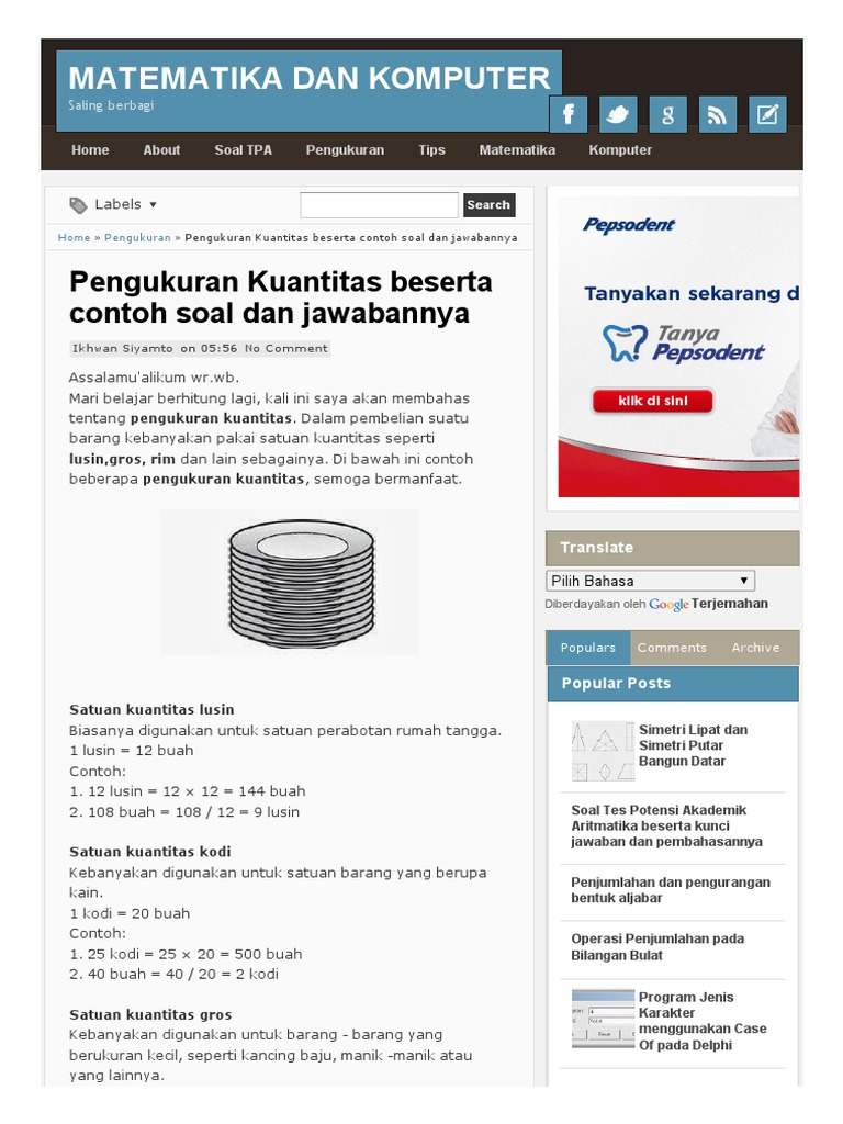 Contoh Soal Satuan Berat Beserta Jawabannya