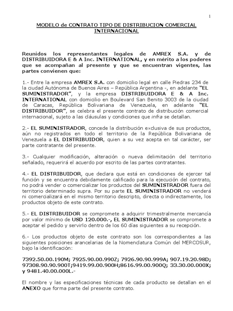 Top 91+ imagen modelo de contrato de distribucion internacional