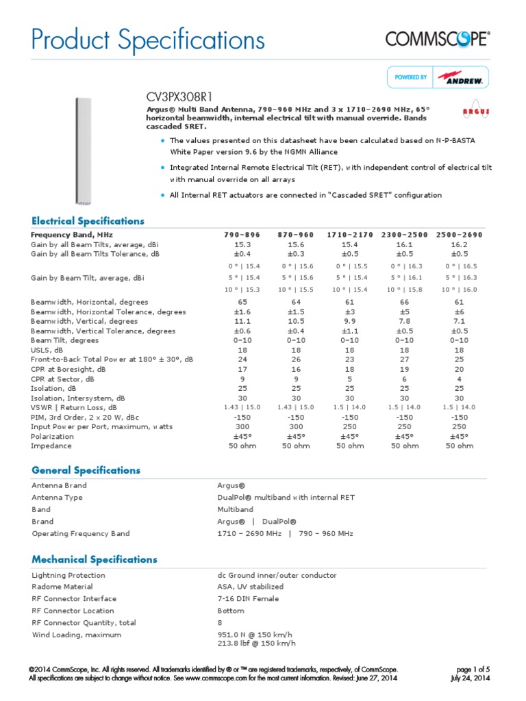 Commscope CV3PX308R1 | Download Free PDF | Antenna (Radio) | Electrical ...