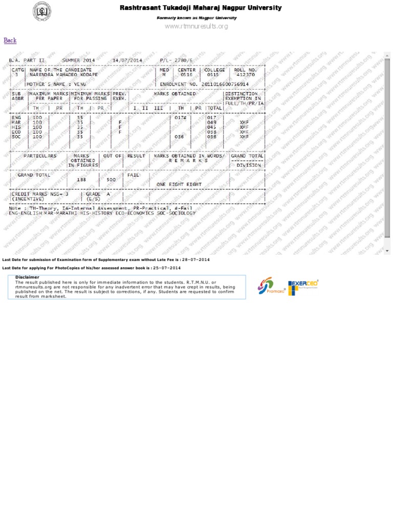 R.T.M.N.U. Exam Dates and Disclaimer | PDF | Career & Growth