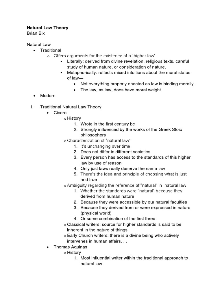 Natural Law Theory Summary PDF Jurisprudence Natural Law