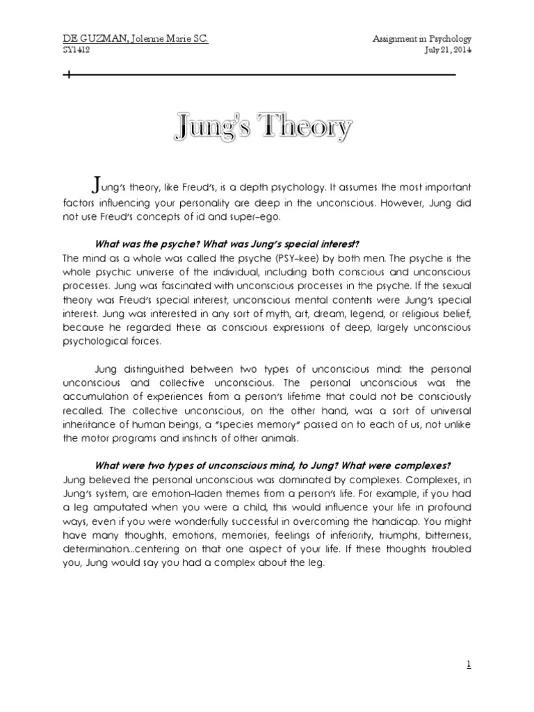 Jung's Theory | PDF | Unconscious Mind | Carl Jung