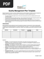 Quality Management Plan Template