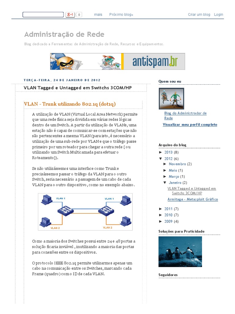 Administração de Rede VLAN Tagged e Untagged em Switchs HP PDF Protocolos de rede