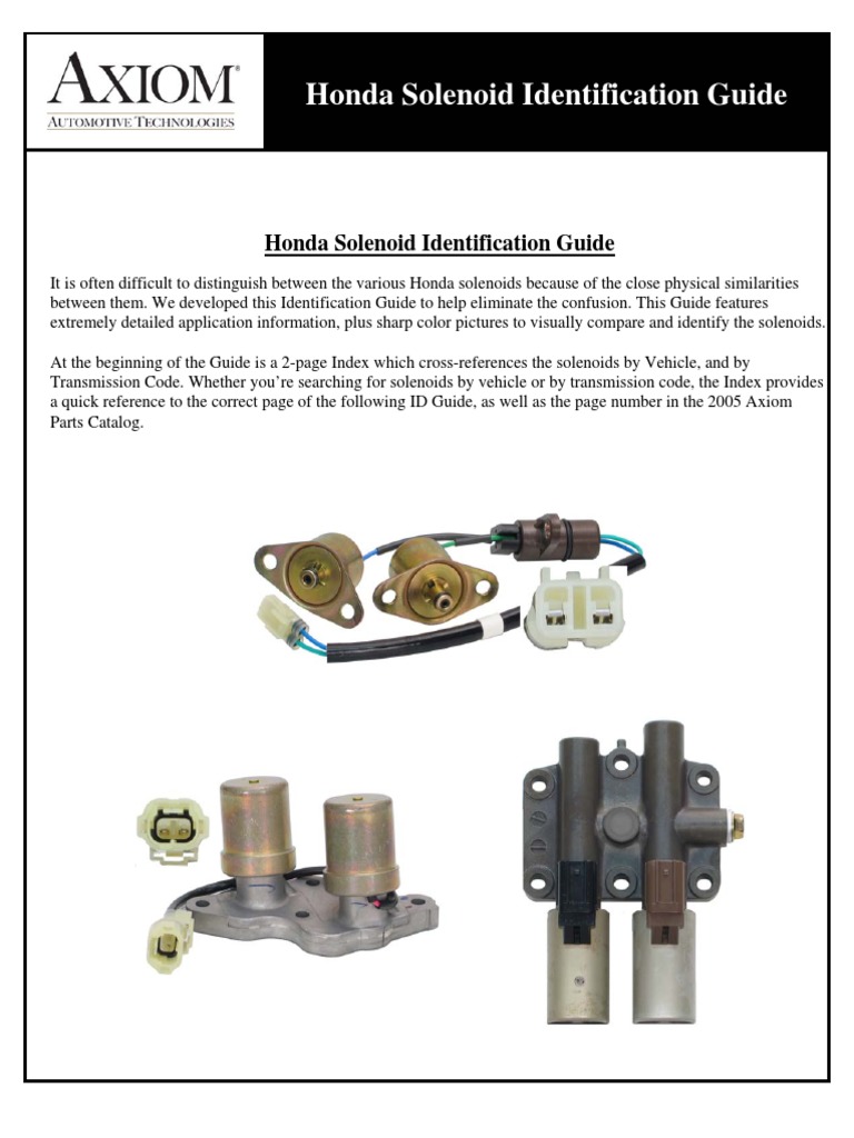 Honda Solenoids ID Guide Honda Motor Vehicle Manufacturers Of Japan