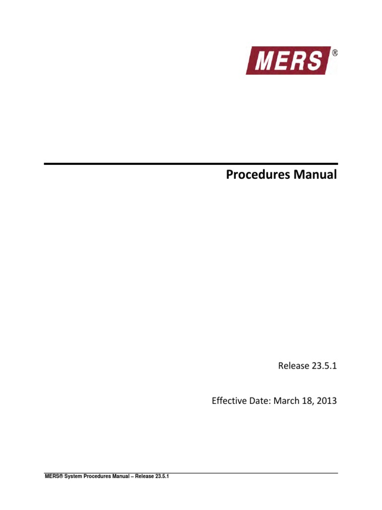MERS Procedures 23.5.1 Final | PDF | Mortgage Law | Debt