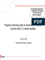 TEPCO Handout - Progress of Blocking Water at Connection of Trenches and The Units 2 / 3 Reactor Facilities