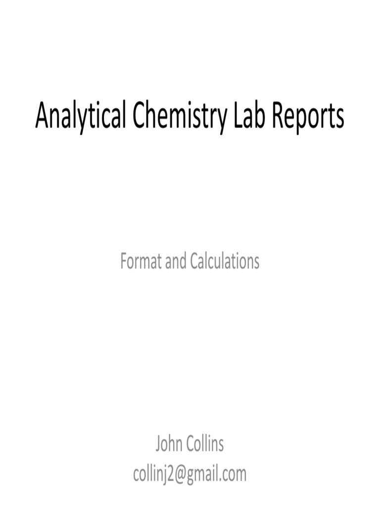 Analytical Chemistry Lab Reports Format and Calculations PDF