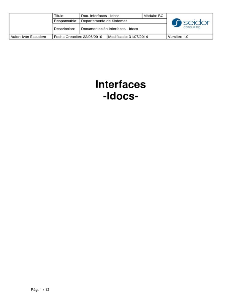 Documentación de Interfaces Idocs SAP | PDF | Informática