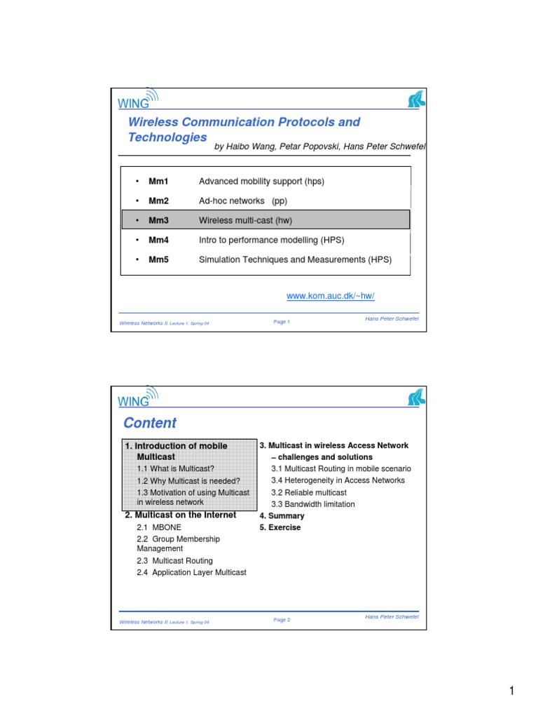 Wireless Multicast Protocols Overview | PDF | Multicast | Computer Network