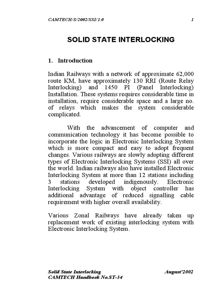Notes On Solid State Interlocking PDF Rail Infrastructure