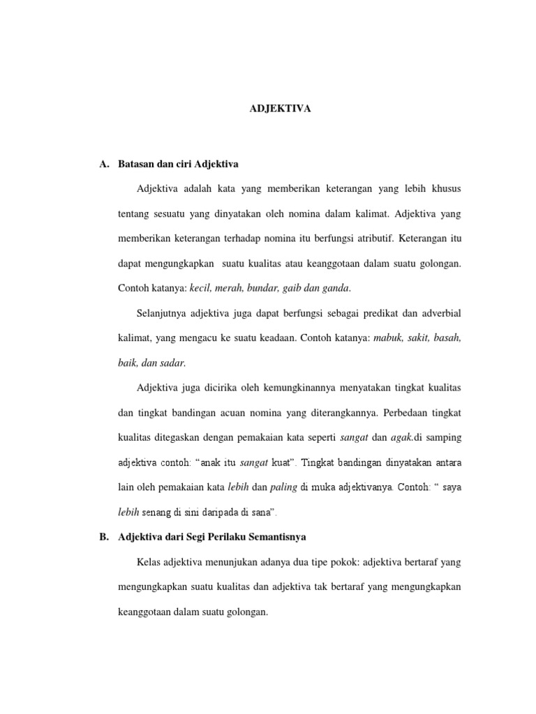 Kalimat Adjektiva