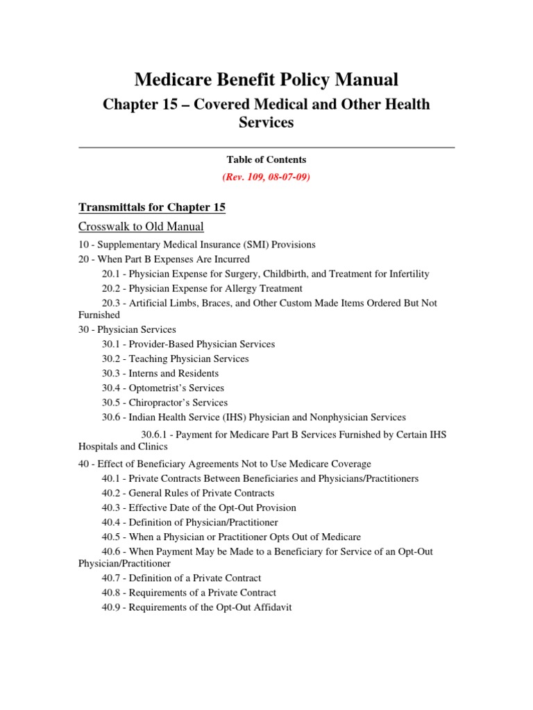 Medicare Benefit Policy Overview | PDF | Chiropractic | Medicare ...
