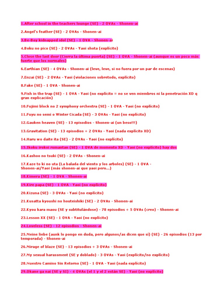 BL Names | PDF | Manga | Anime y Manga Fandom