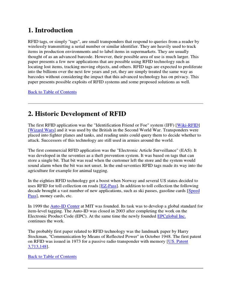 Overview of RFID Technology | PDF | Radio Frequency Identification ...