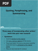 Quoting, Paraphrasing, and Summarizing