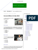 Current Affairs 22 July 2014