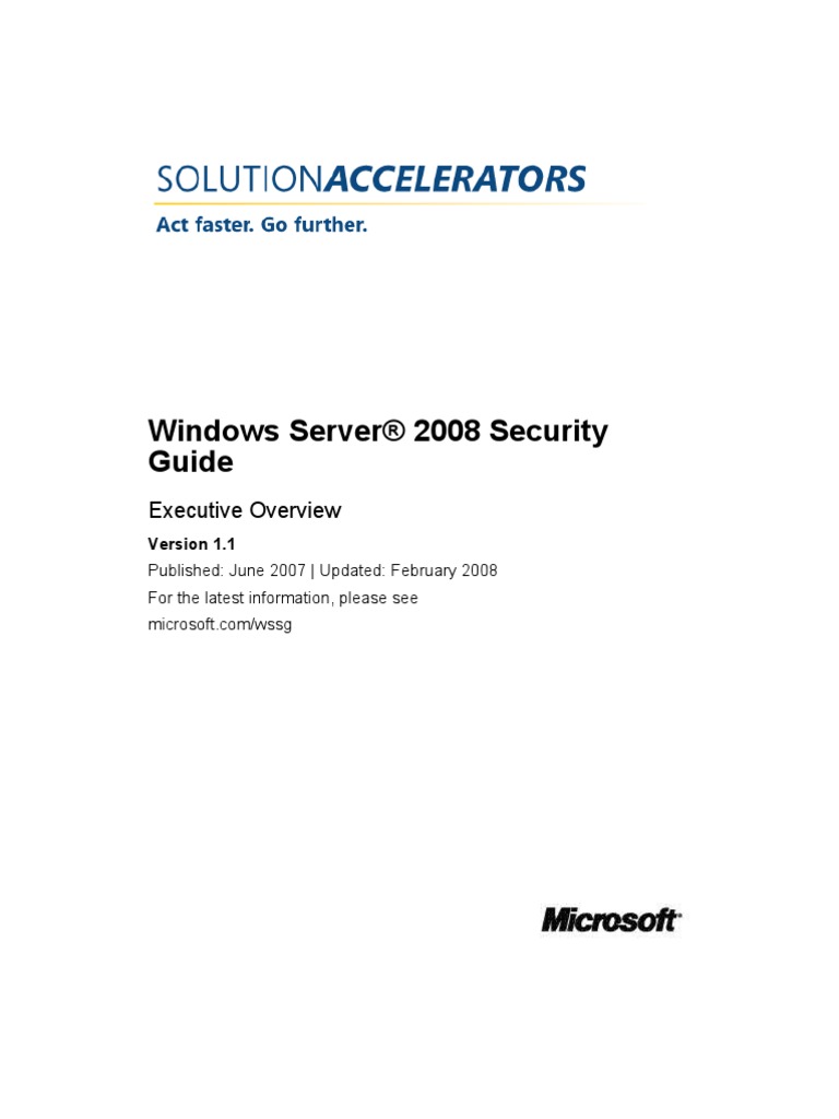 Windows Server 2008 Security Guide - Executive Overview | PDF