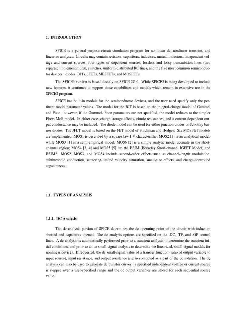 Spice Tutorial For VLSI | PDF | Spice | Electrical Network