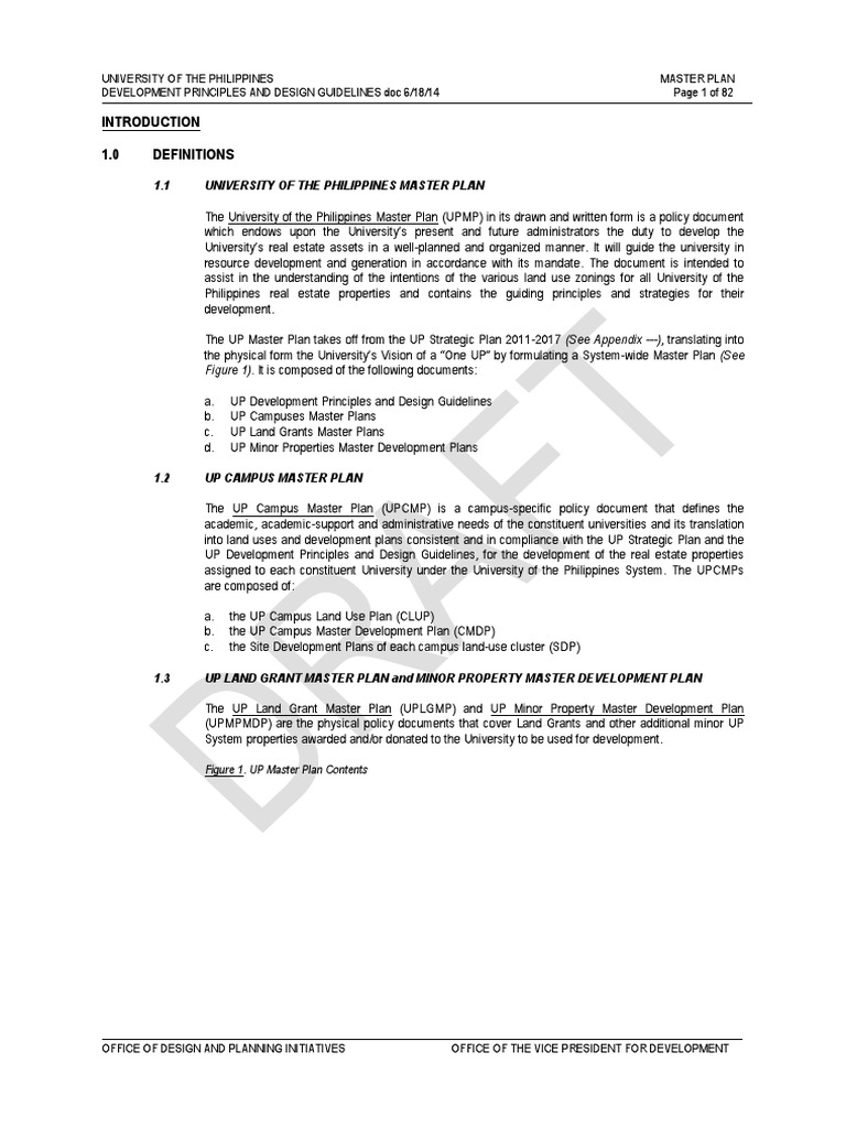 UP Master Development Plan (MDP) Development Principles & Design ...