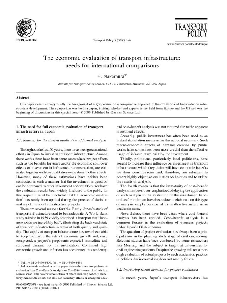 The Economic Evaluation of Transport Infrastructure | PDF ...