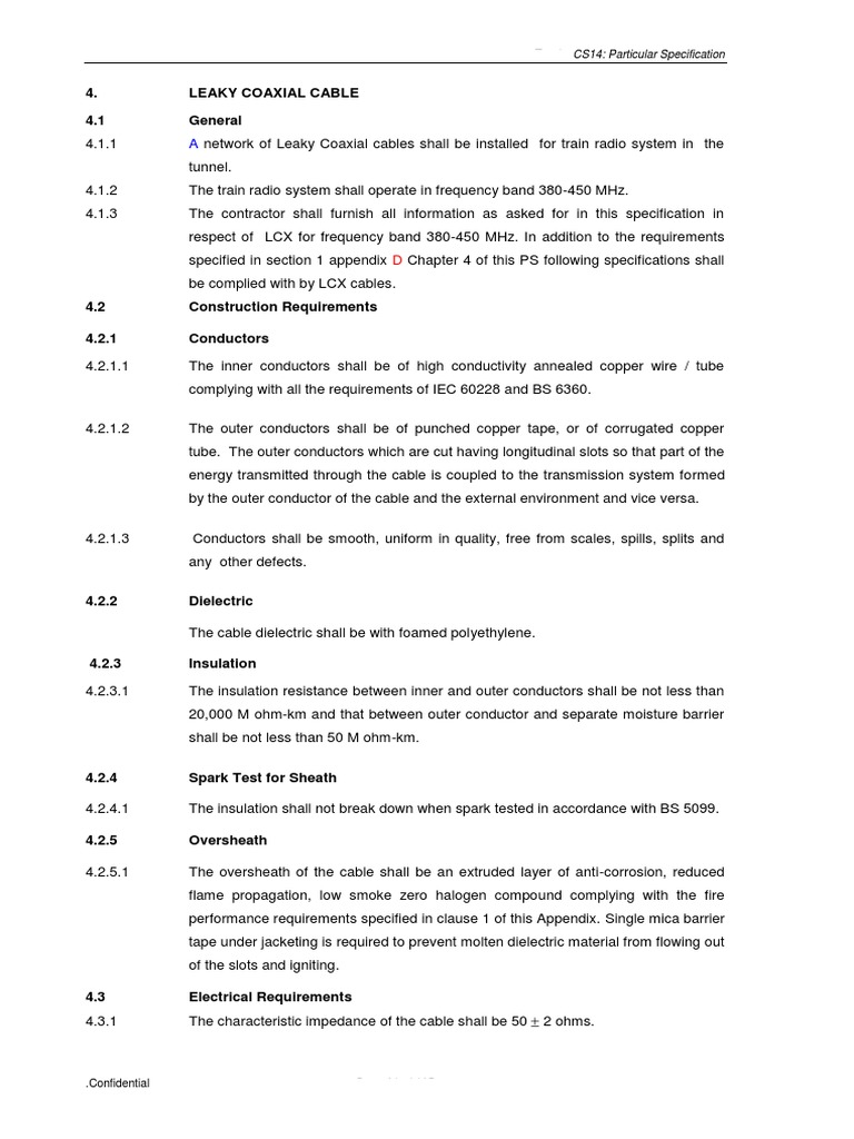 Leaky Coaxial Cable Spec PDF Coaxial Cable Cable